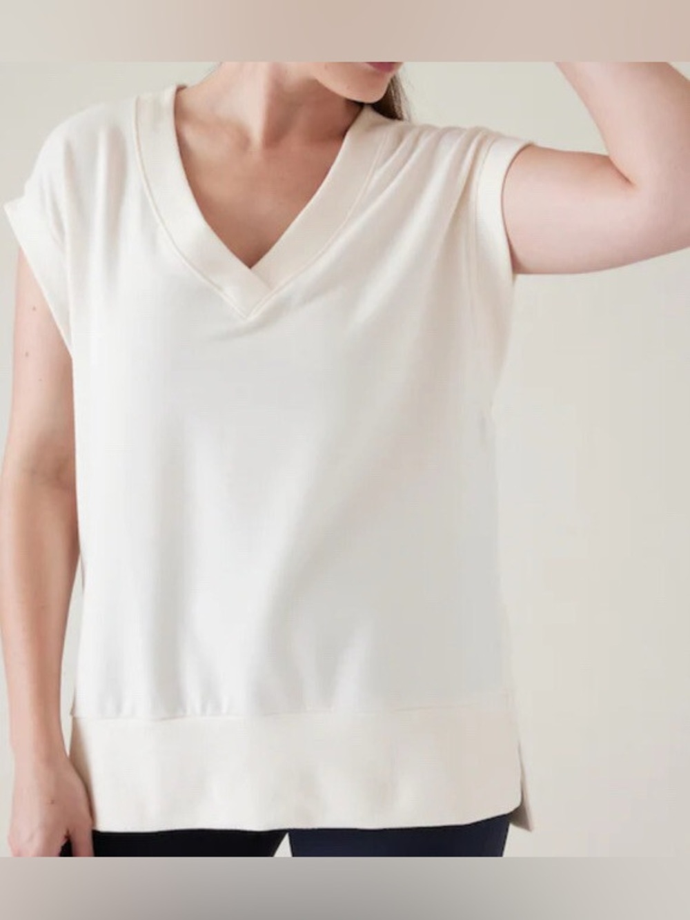 Athleta retroterry sweatshirt tee- Cream Ivory